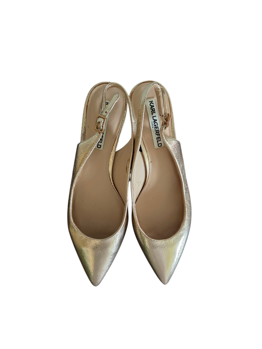 Karl Lagerfeld Metallic Gold Pointed Slingback Heel